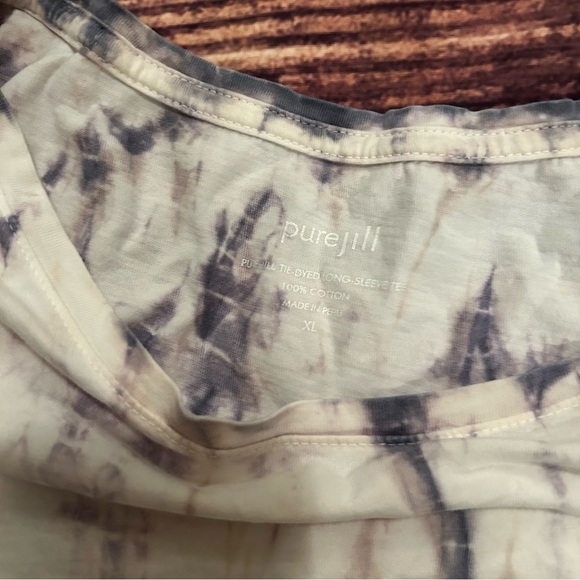 Women’s J Jill Pure Jill Tye Die 3/4 Sleeve Tshirt Size XL Purple - Picture 4 of 6